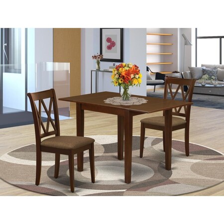 East West Furniture Norden Kitchen Dining Table Set - Mahogany, Set of 3 NDCL3-MAH-C